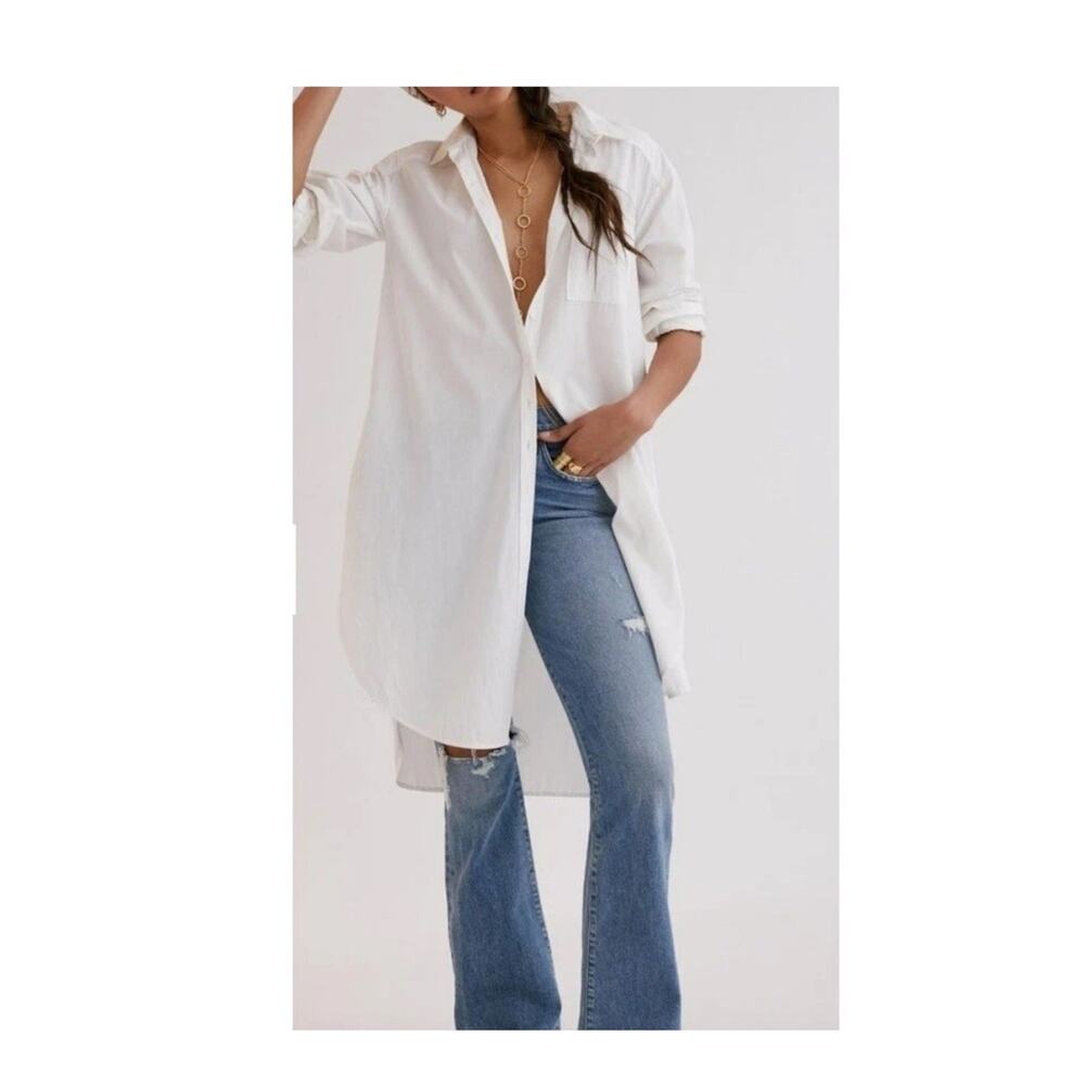 Maeve White Button Down Tunic NWT